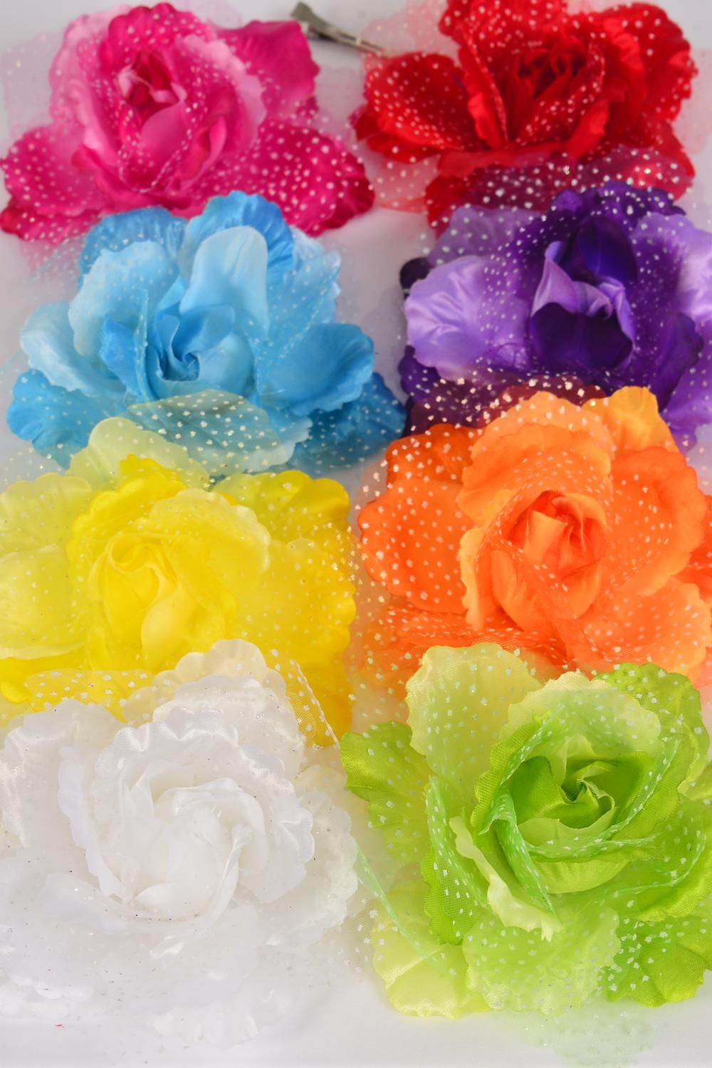 Silk Flower Large 2 Tone Citrus Baby Breath Alligator Clip Dz Citrus Size 5