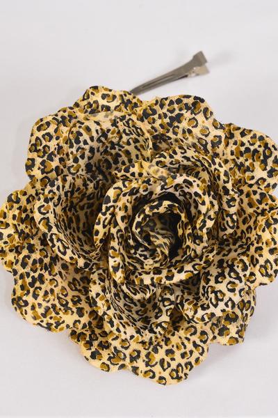 Flower Jumbo Rose Leopard Print Dark Brown / 12 pcs Flower Dozen Dark Brown  , Size - 6