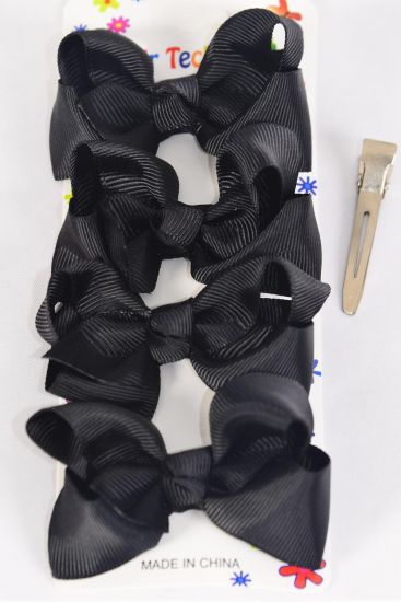 Hair Bows 48 pcs Grosgrain Bow-tie Black / 12 card = Dozen  Black , Alligator Clip , Bow Size - 3" x 2" Wide , 4 pcs per card , 12 card = Dozen