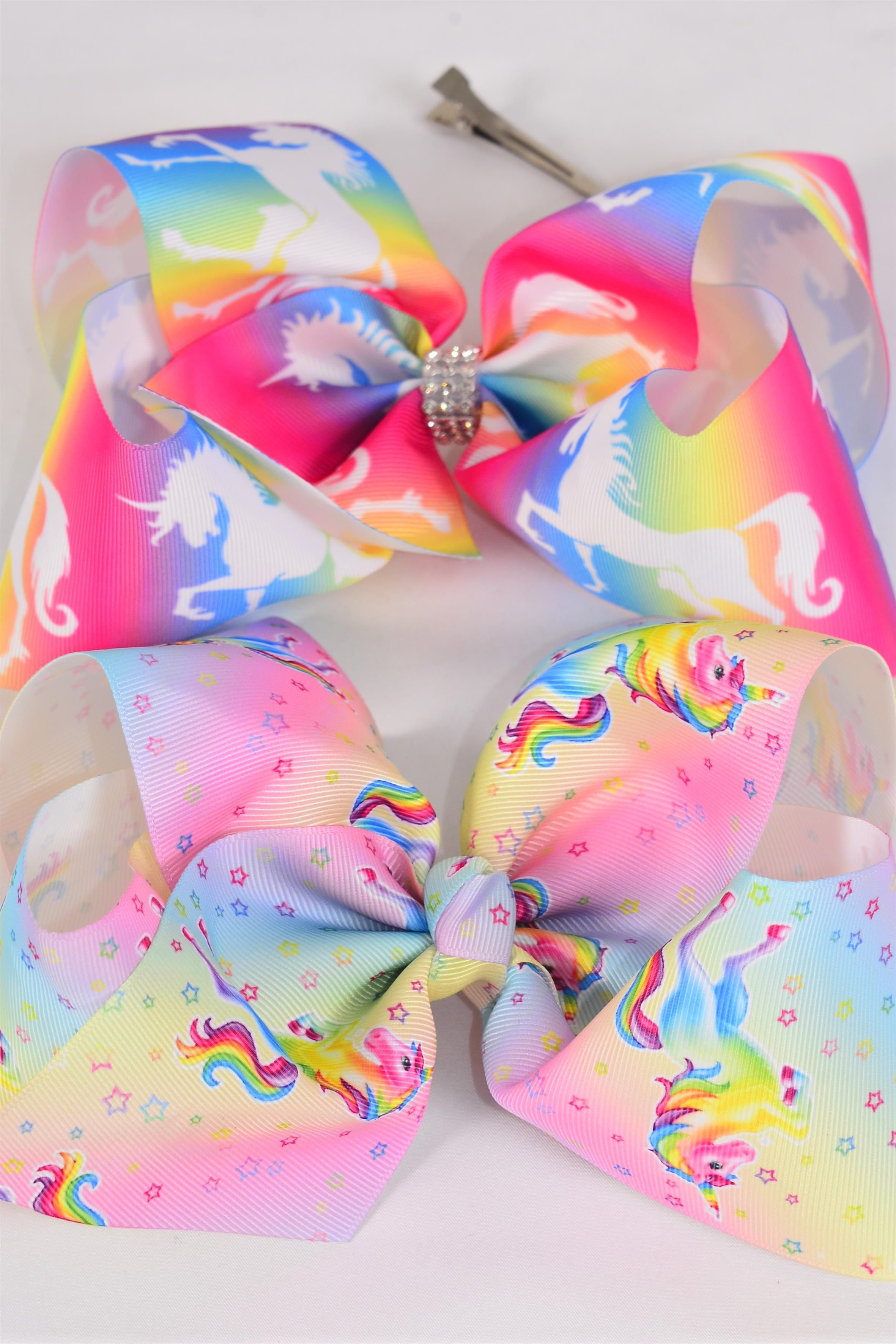 Hair Bow Jumbo Cheer Type Bow Unicorn 2 Style Mix Grosgrain Bow