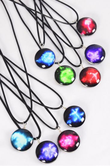 Necklace Greek Myth Zodiac Sign Double Sided Glass Dome / 12 pcs = Dozen  match 03075 Pendant Size - 1.25" Wide , Necklace 18" Long Extension Chain , 12 Month Asst , Hang Tag & OPP Bag & UPC Code