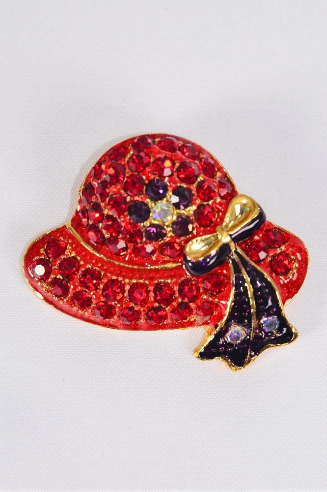Brooch Red Hat Rhinestone / PC Red Hat , Size - 1.75 display picture 1