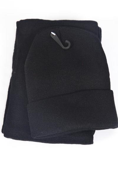 Hat Winter Knit Scarf Hat Beanie Sets For Kids Polyester Black / PC Unisex , Black , Scarf Size - 45" x 6" Wide , Hang tag & OPP Bag