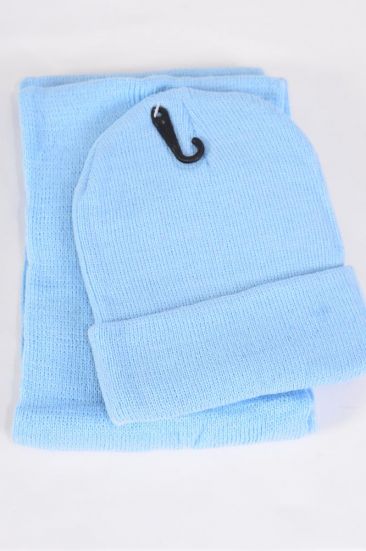 Hat Winter Knit Scarf Hat Beanie Sets For Kids Polyester Blue / PC Unisex , Blue , Scarf Size - 45" x 6" Wide , Hang tag & OPP Bag