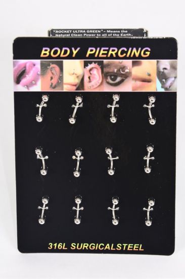 Body Piercing 316L Surgical Steel / 12 pcs = Dozen  Surgical Steel , Individual Opp Bag & UPC Code