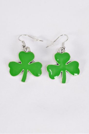 Earrings Shamrock Epoxy / 12 pair = Dozen match 25007 25058 70125 Shamrock , Fish Hook , Size - 1" x 1" Wide , Earring Card & OPP Bag & UPC Code