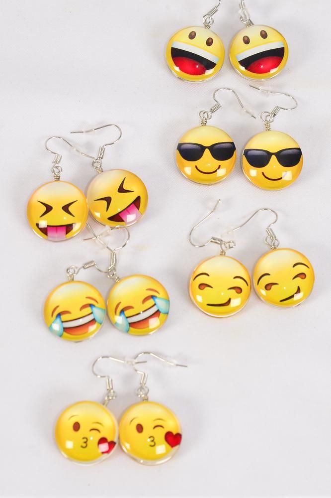 Earrings Emoji Double Sided Glass Dome/DZ match 70089 70117 **Fish Hook