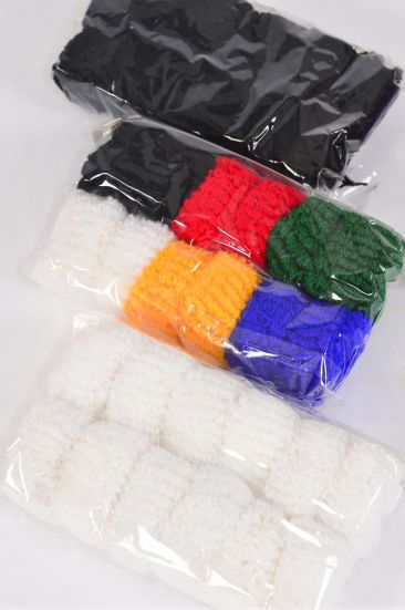 Elastic Terry Large Hair Ties 120 pcs / PK Good Quality , Size - 2" x 1" Wide , OPP Bag , 12 pcs per Bag , 10 Bag per Pack , Choose Colors                                                 