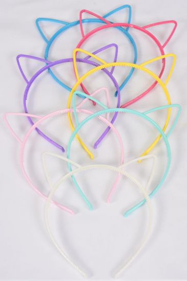 Headband Horseshoe Acrylic Glitter Kitty Cat Ear Pastel / 12 pcs = Dozen Color - 2 White , 2 Mint Green , 2 Lavender , 2 Baby Pink , 2 Yellow , 1 Hot Pink , 1 Blue Color Asst , Individual OPP Bag & Hang Tag & UPC Code
