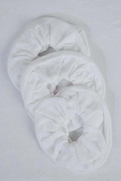 Scrunchies Jumbo Wide Cotton White Stretch / 12 pcs = Dozen Size-6" Wide , OPP Bag                                        