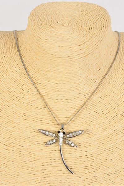 2025新作モデル Rhinestones Dragonfly Necklace / 2 - Size Pendant PC アイドル