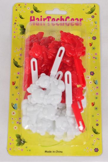 Barrettes Teddy Bears Red White Mix / 12 Card = Dozen Red White Mix , Each Card have UPC Code , 12 Card = Dozen 