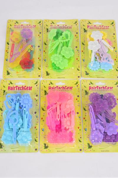 Barrettes Flowers & Heart Mix / 12 Card = Dozen  Choose Colors , Each Card have UPC Code , 12 Card = Dozen 