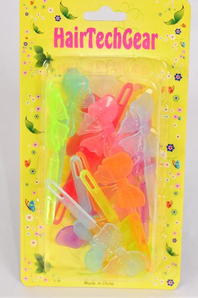 Barrettes Big Bow-ties / 12 Card = Dozen Choose Colors , Each Card have UPC Code , 12 Card = Dozen 