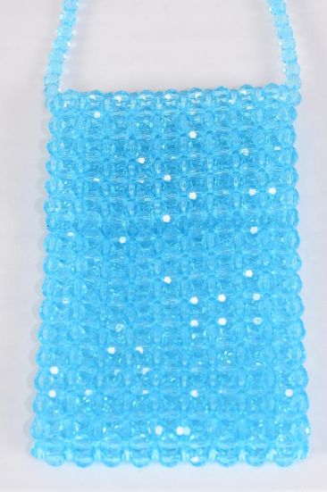 Purse Acrylic Bags Women Handbags Ladies Evening Party Shoulder Bag Beaded Messenger Crossbody Bags Phone Purse / PC Turquoise , Handmade , Size - 7" x 4.25" Wide , OPP Bag & UPC Code