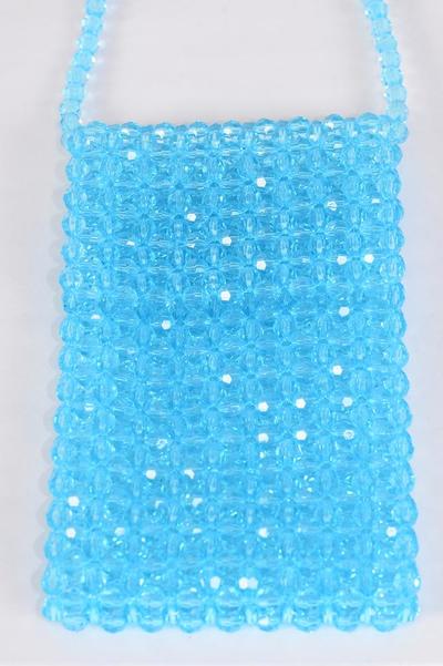 Acrylic Bags Women Handbags Ladies Evening Party Shoulder Bag Beaded Messenger Crossbody Bags Phone Purse/PC **Turquoise** Handmade,Size-7"x 4.25" Wide,OPP Bag & UPC Code