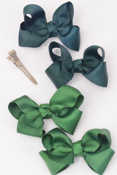 Hair Bows 24 Pcs Hunter Green Mix Grosgrain Bow Tie Dz Hunter