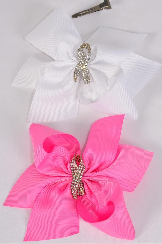 Hair Bow Jumbo Pink Ribbon Alligator Clip/DZ **Alligator Clip** Size6