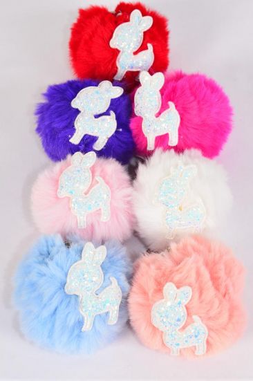 Key Chain Pom Pom Fur ball Glitter Fawn/DZ Fur Ball Size-3",Fawn-2"x 1.5" Wide,2 White,2 Baby Pink,2 Blue,2 Fuchsia,2 Peach,1 Red,1 Purple,7 Color Asst,Hang Tag & UPC Code
