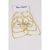 Earrings Metal 3 pair Hearts Gold/DZ **Post**Gold, Size-2&quot;x 2&quot; Wide,Earring Card &amp; OPP Bag &amp; UPC Code,3 pair per card,12 card= Dozen