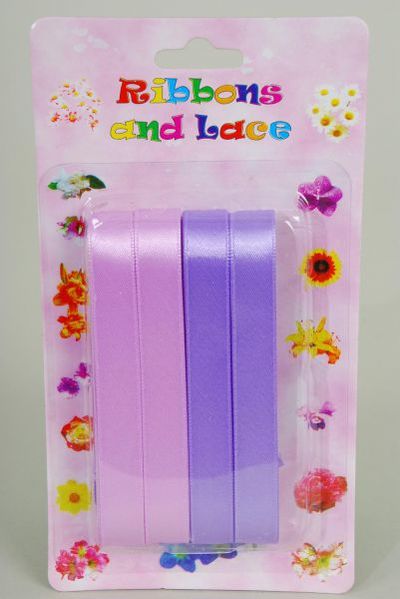 Ribbons Satin Purple Lavender Mix / 12 card = Dozen Purple Lavender Mix , Each card has 4 Yard Ribbons , UPC Code , 12 Card = Dozen