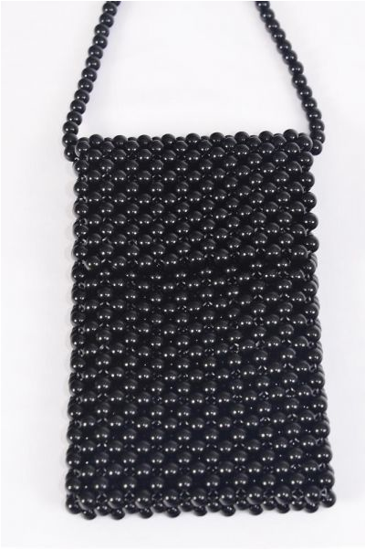 Pearl Bags Women Handbags Ladies Evening Party Shoulder Bag Beaded Messenger Crossbody Bags Phone Purse/PC **Black** Handmade,Size-7"x 4.25" Wide,OPP Bag & UPC Code