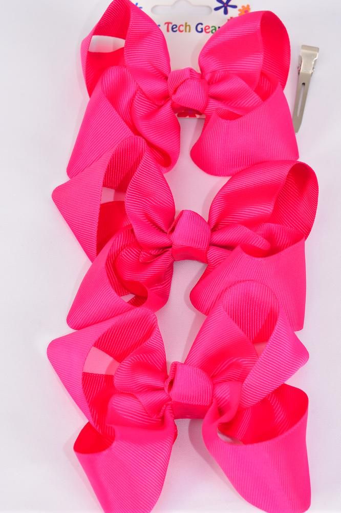 Hair Bows Large 36 pcs Grosgrain Bowtie Fuchsia/DZ **Fuchsia