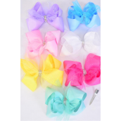 Hair Bow Jumbo Double Layered Mesh Grosgrain Bow-tie Pastel/DZ **Pastel** Size-6" x 6",Alligator Clip,2 White,2 Baby Pink,2 Lavender,2 Hot Pink,2 Mint Green,1 Blue,1 Yellow,7 Color Asst,Clip Strip & UPC Code