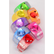 Bracelet Bangle Acrylic Hinge Brush Stroke Color Heart Multi/DZ **Multi** Hinge, Size-2.75&quot;x 1.5&#039;&#039;,2 Red,2 Yellow,2 Blue,2 Green,2 Orange,1 Fuchsia,1 Purple,7 Color Asst,Hang Tag  &amp; OPP bag &amp; UPC Code -