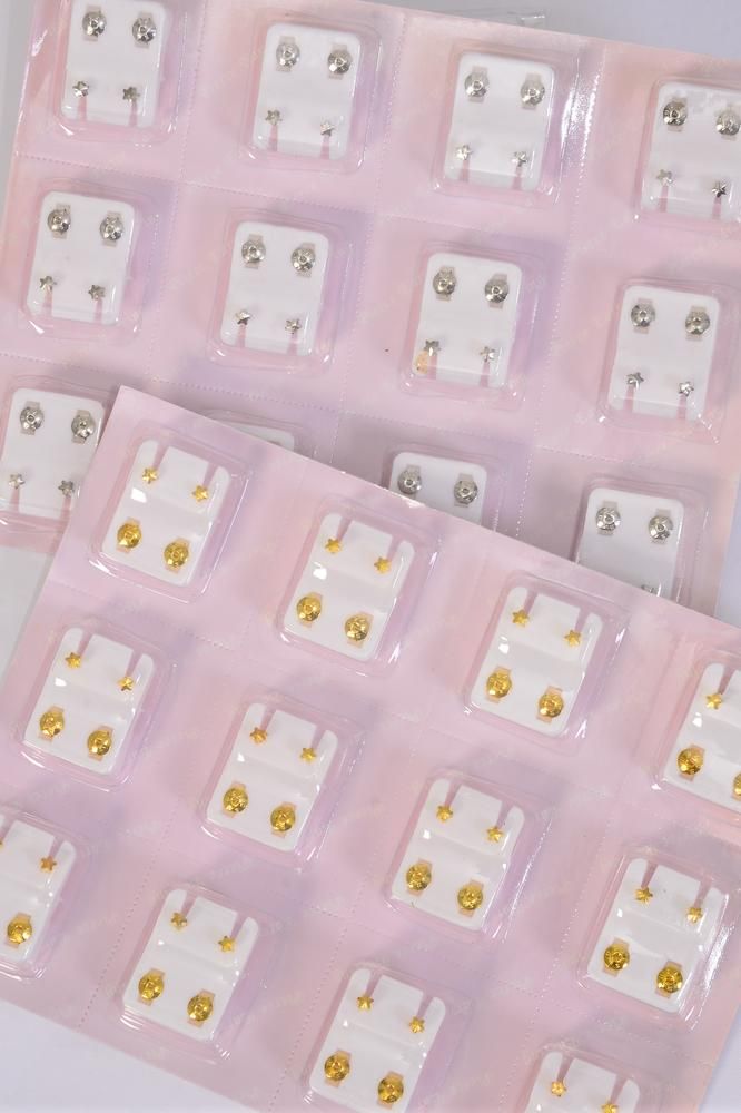 Earrings Star Studs Sterilized / 12 pair = Dozen Post , Also Can Use