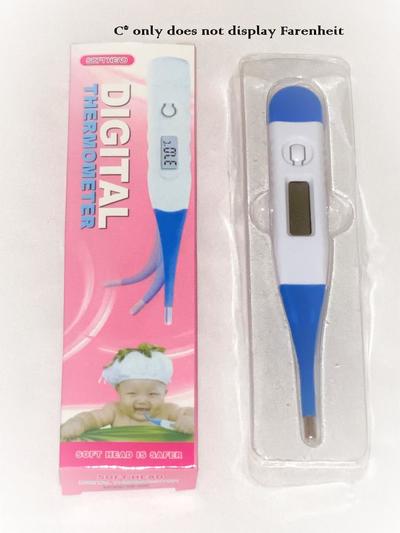 Digital Thermometer Oral flexible head /  12 pcs = Dozen  Easy to Read LCD , Beeping Sound when Complete , 1 min measurement DISPLAYS Centigrade ONLY - No Farenheit