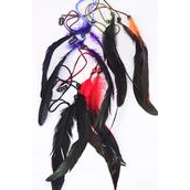 Feather Hair Extensions Suede Dark Multi/DZ **Multi** Size-10&quot; Long,2 of each Color Asst,Display Card &amp; Opp Bag &amp; UPC Code