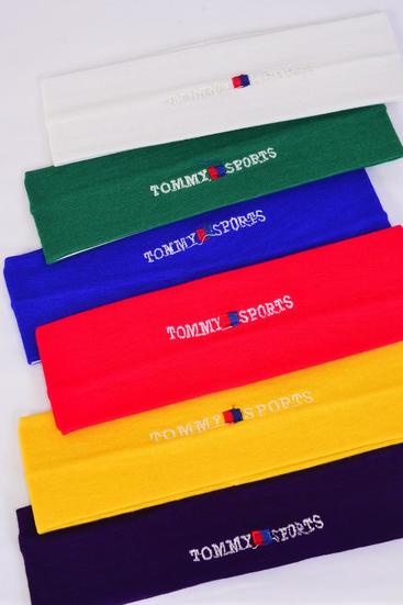 Headband Embroidery Multi Stretch / 12 pcs = Dozen Multi , Stretch , Width-2.5" Wide , 2 of each Color Asst , Individual OPP Bag