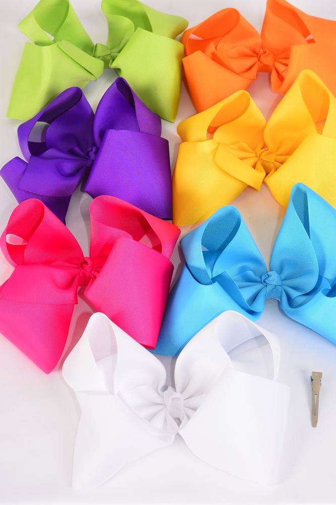 Hair Bow Extra Jumbo Cheer Type Bow Citrus Alligator Clip Grosgrain Bow