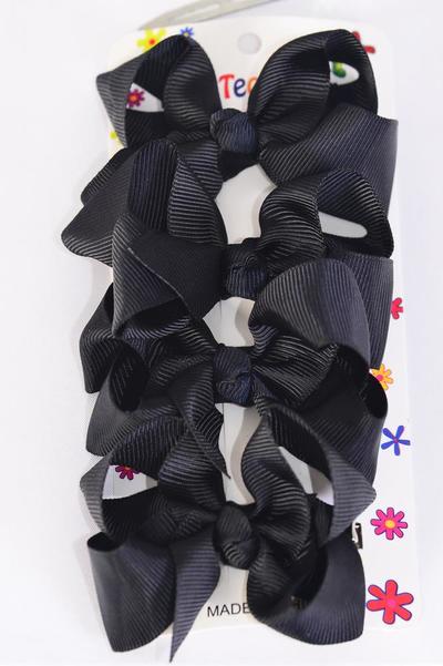 Hair Bows 48 pcs Grosgrain Bow-tie Black / 12 card = Dozen  Black , Alligator Clip , Bow Size - 3" x 2" Wide , 4 pcs per card , 12 card = Dozen