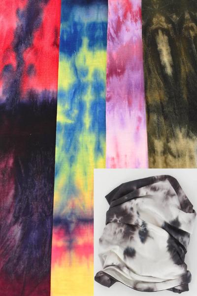 Neck Gaiter Multi function Scarf Face Mask Gradient Tiedye / 12 pcs = Dozen Unisex , Size - 20" x 9" Wide , 3 of each Pattern Asst , Hang tag & OPP bag & UPC Code