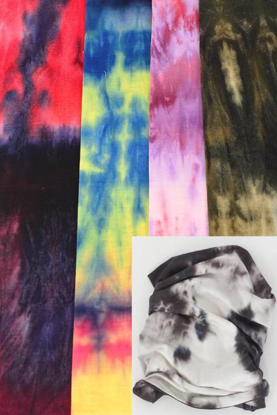 Neck Gaiter Multifunction Scarf Face Mask Gradient Tiedye / 12 pcs = Dozen Unisex , Size-20" x 9 1/2" Wide , 3 of each Pattern Asst , Hang tag & OPP bag & UPC Code