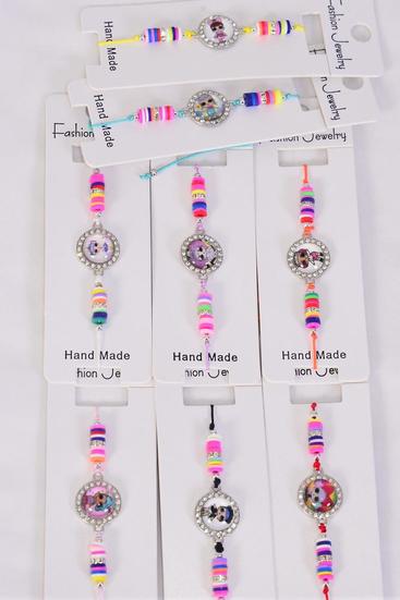 Bracelet LOL Doll Multi / 12 pcs = Dozen Pull-String , Adjustable , 12 Pattern Mix , Individual Hang Tag & OPP Bag & UPC Code