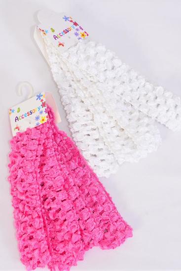 Ballerina Headband 48 pcs Hot Pink White Mix Stretch / 12 card = Dozen  Stretch , Size - 1.25" Wide , 6 Of Each Color Asst , Hang Tag & OPP Bag & UPC Code , 4 pcs per Card , 12 Card = Dozen