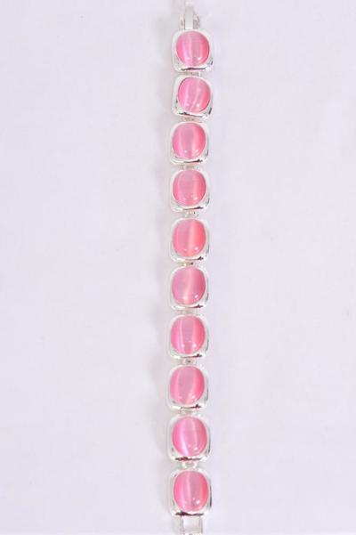 Bracelet Cateye Oblong / 12 pcs = Dozen Size - 7" Long , Display Card & OPP Bag & UPC Code , Choose Colours