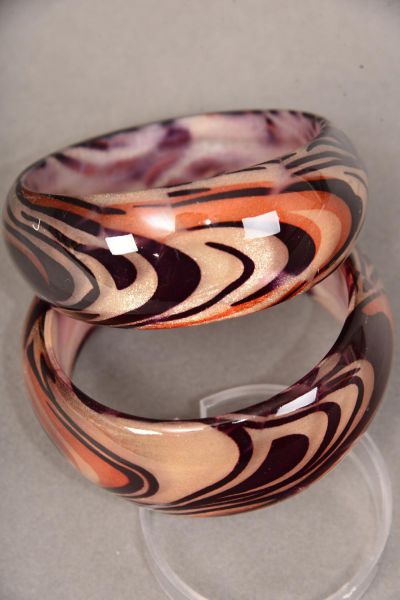 Bracelet Bangle Poly Swirl / PC Size - 2.75" x 1.25" Dia Wide , Choose Colours , Hang Tag & OPP Bag & UPC Code