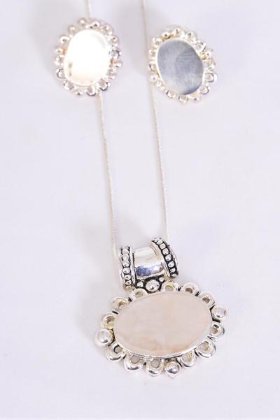 Necklace Sets Snackchain Oval Pendant/Sets **Post** 24" Chain,Display Card & OPP bag & UPC Code,Choose Finishes