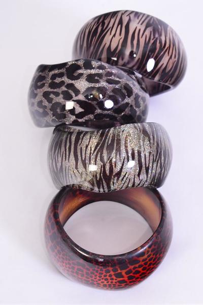 Bracelet Curvy Wavy Bangle Poly Animal Prints / PC Size-2.75 x 2" Dia Wide , Choose Patterns , OPP Bag & UPC Code