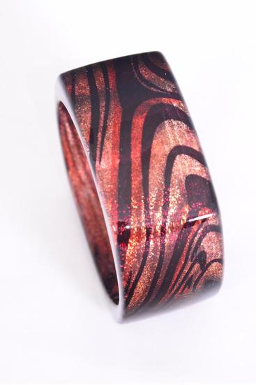 Bracelet Square Bangle Poly Brown w Glitters / 12 pcs = Dozen Brown , Size - 2.75" x 1.25" Dia Wide , OPP Bag & UPC Code