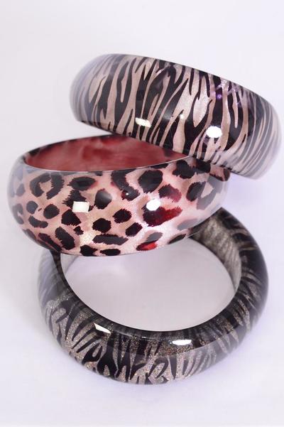 Bracelet Bangle Poly Zebra / PC Size - 2.75" x 1.25", Choose Colours , Hang tag & OPP Bag & UPC Code