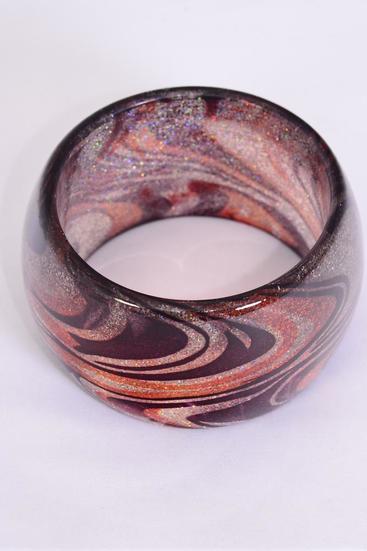 Bracelet Bangle Poly Swirl Silver Glitter / PC Silver Glitter - Size - 2.75" x 1.75" Dia Wide , OPP bag & UPC Code