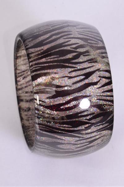 Bracelet Bangle Poly Zebra Print / PC Zebra , Size - 2.75" x 2 , OPP Bag & UPC Code , Choose Colours