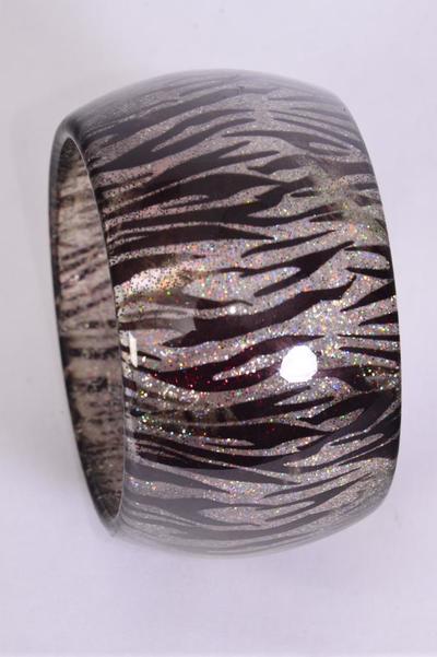 Bracelet Bangle Poly Zebra Print / PC Size - 2.75" x 2 , OPP Bag & UPC Code , Choose Colours