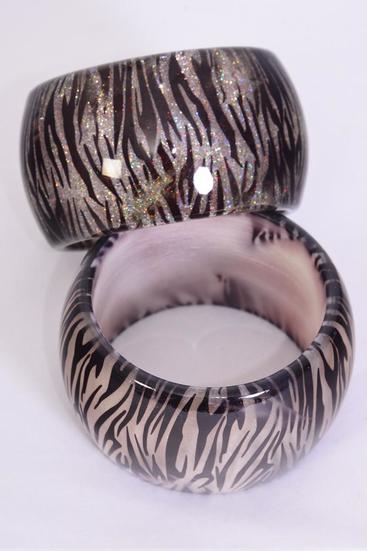 Bracelet Bangle Poly Zebra Print / PC Zebra , Size - 2.75" x 2 , OPP Bag & UPC Code , Choose Colours