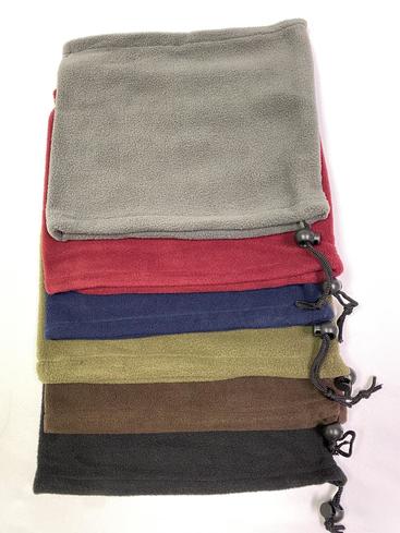 Polar Fleece Warmer Neck Gaiter Multi function Dark Multi / 12 pcs = Dozen Dark Multi , Size - 10" x 9" Wide , 2 of each Color Asst , Hang Tag & UPC Code , OPP Bag